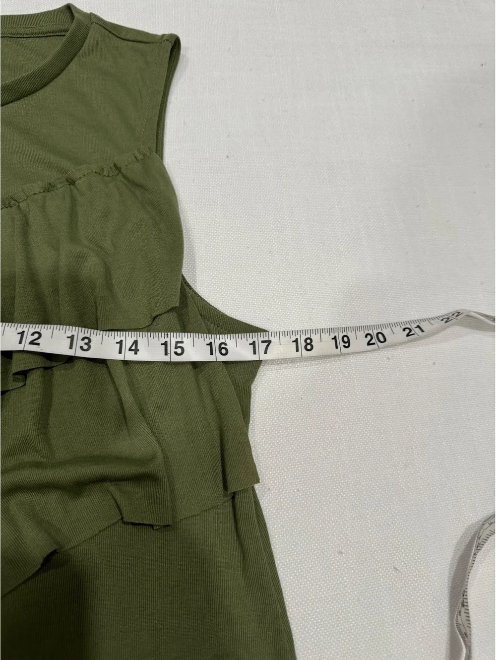 J.Crew Olive Green Ruffle Asymmetric Tank Top Size Medium Sleeveless Ribbed